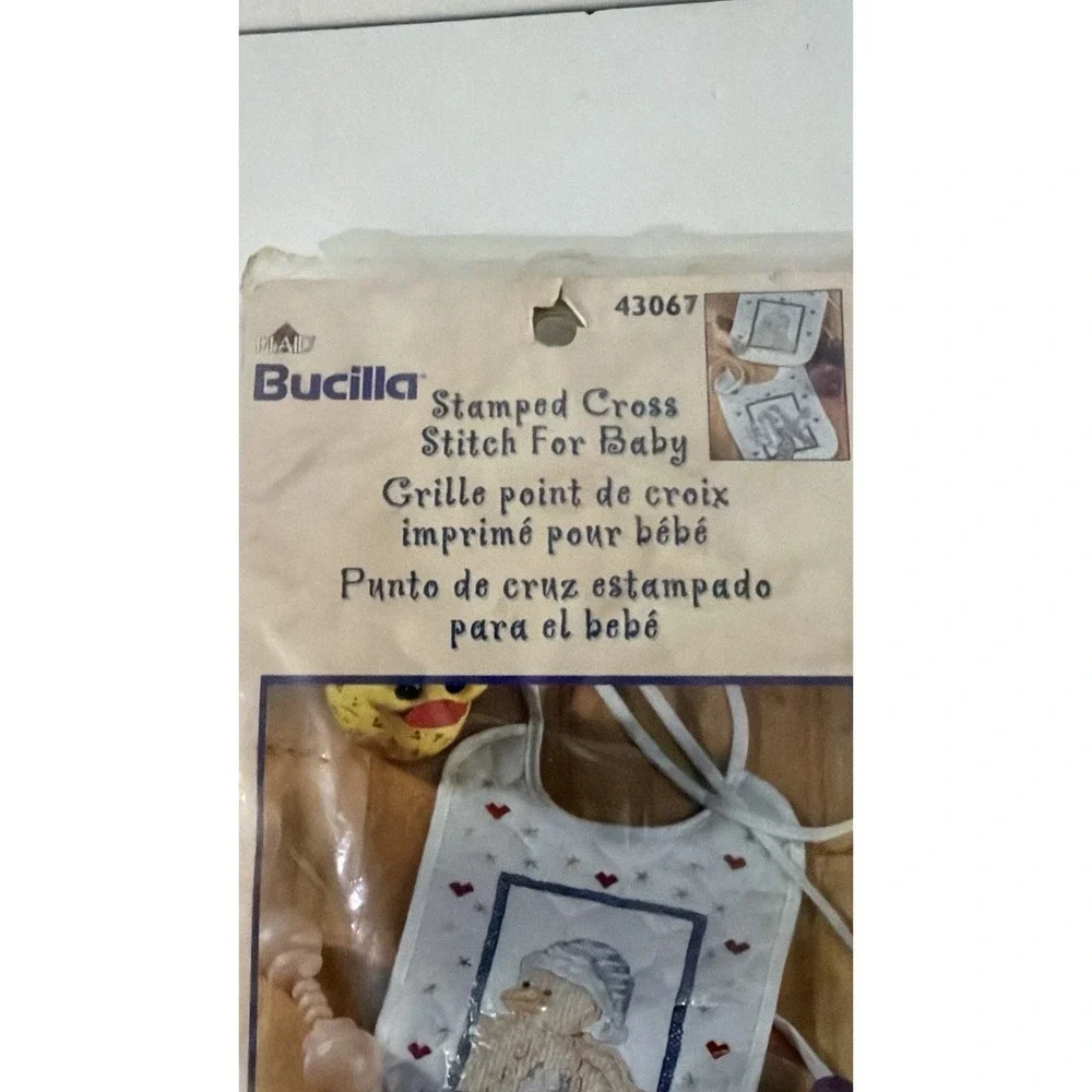 Bucilla Stamped Cross Stitch For Baby Bib Pair 43067 8.5